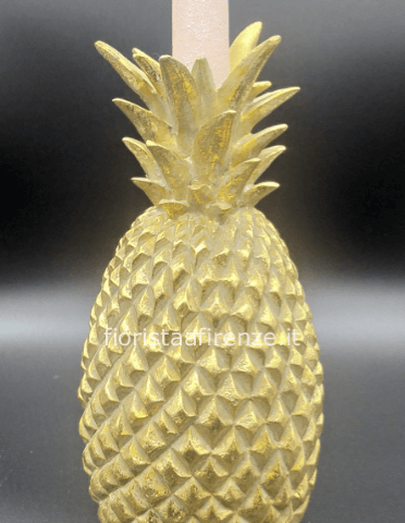 Portacandele ananas in resina oro