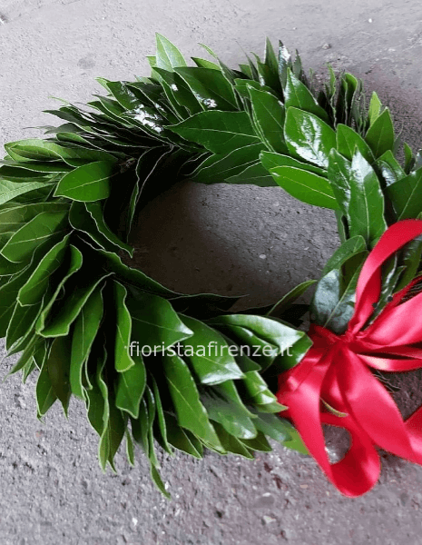 Coroncina laurea luxury (alloro e fiocco in raso)